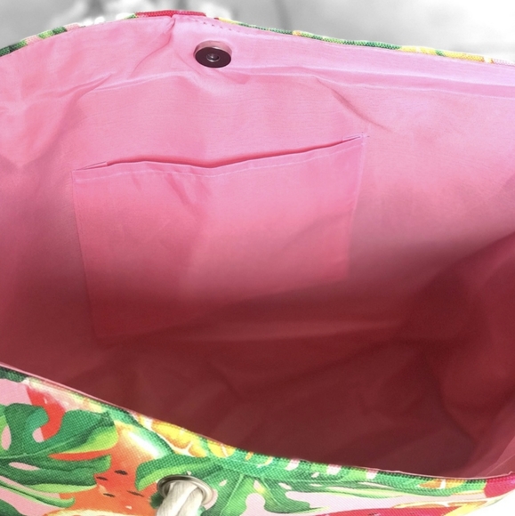 LAST ONE!! Large Versatile Summer Tote in a Fun Tropical Fruit Print - Picture 3 of 4